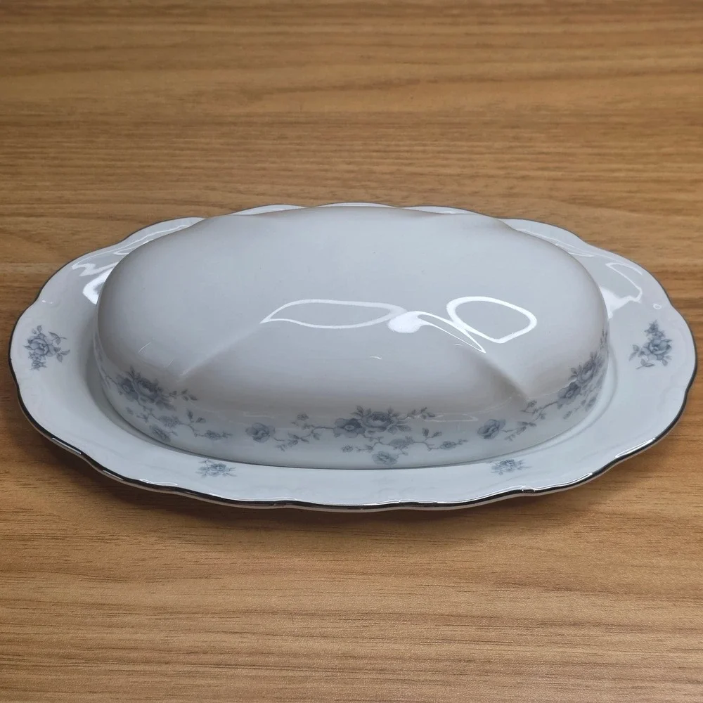 Johann Haviland Blue Garland Covered Butter Dish Bavaria Germany Fine China